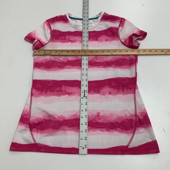 Lands End Vented Shirt Womens S Pomegranate White Striped Gradient Athletic Tee - Picture 8 of 11